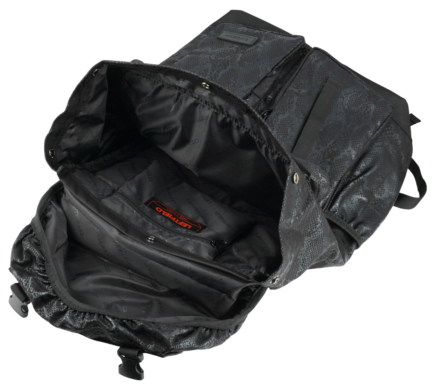 Black Snakeskin Patterned Synthetic Leather Backpacks Rucksacks