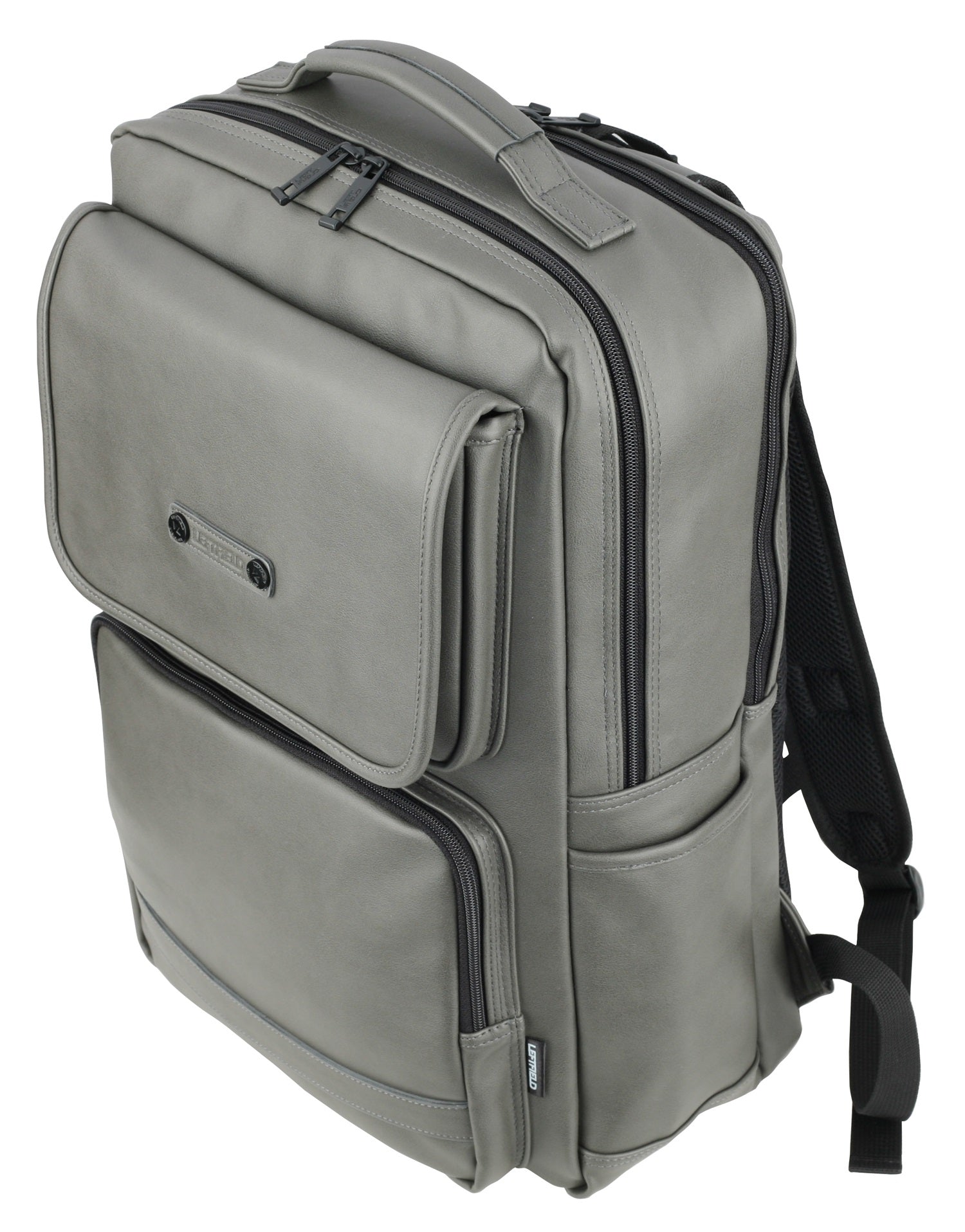 Gray Faux Leather Business Laptop School Backpacks