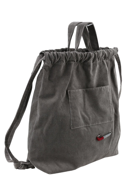 Grey Corduroy Multi Totes Backpacks