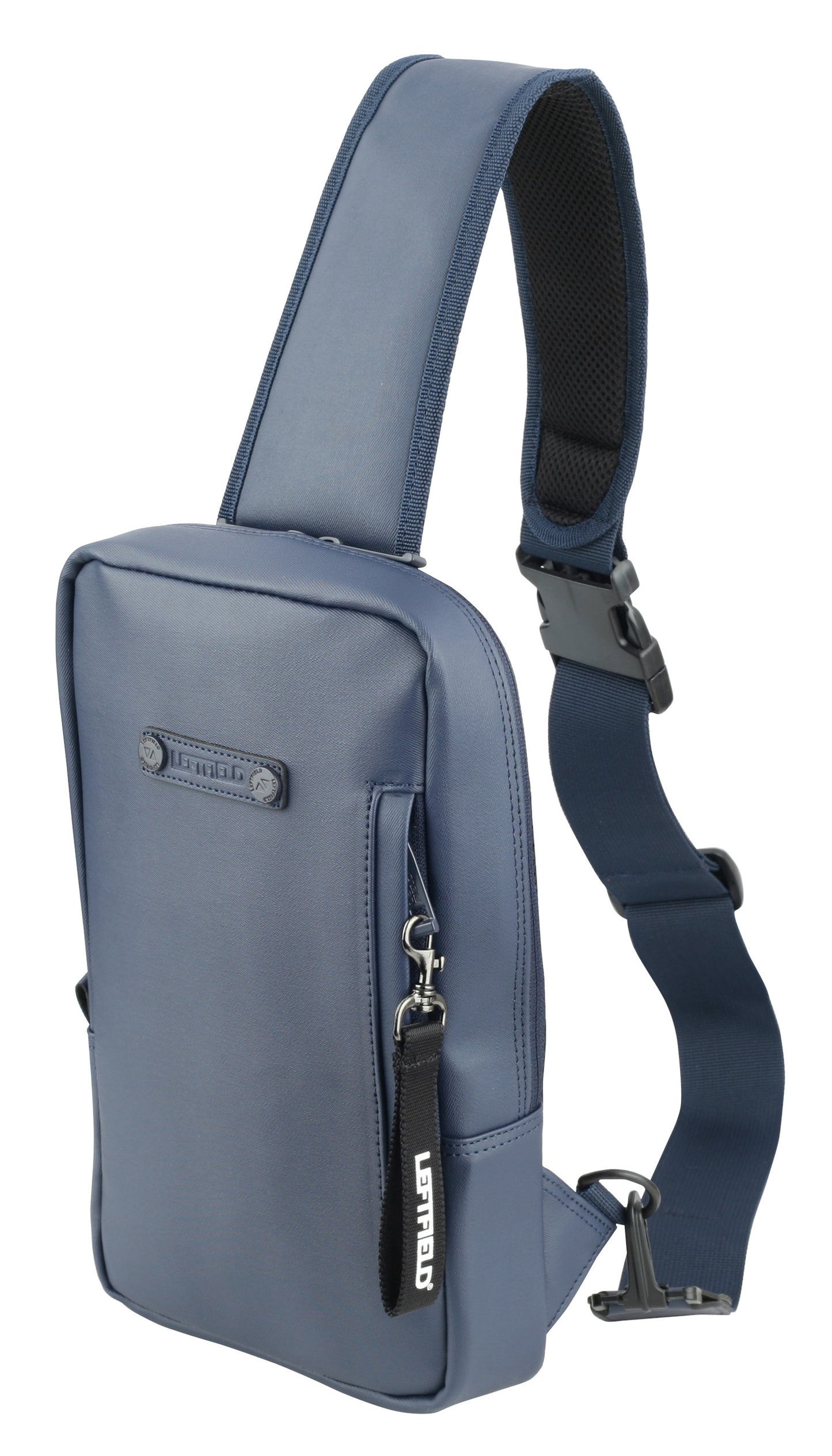 Navy Blue Faux Leather Sling Messenger Bags