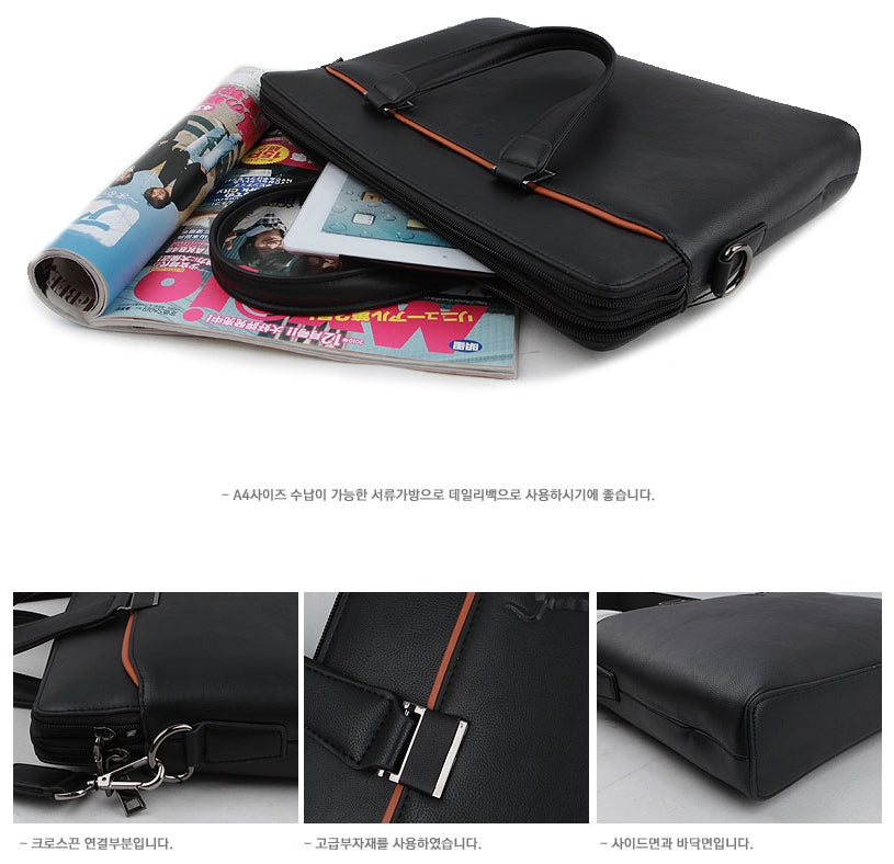 Black Synthetic Leather Business Briefcases