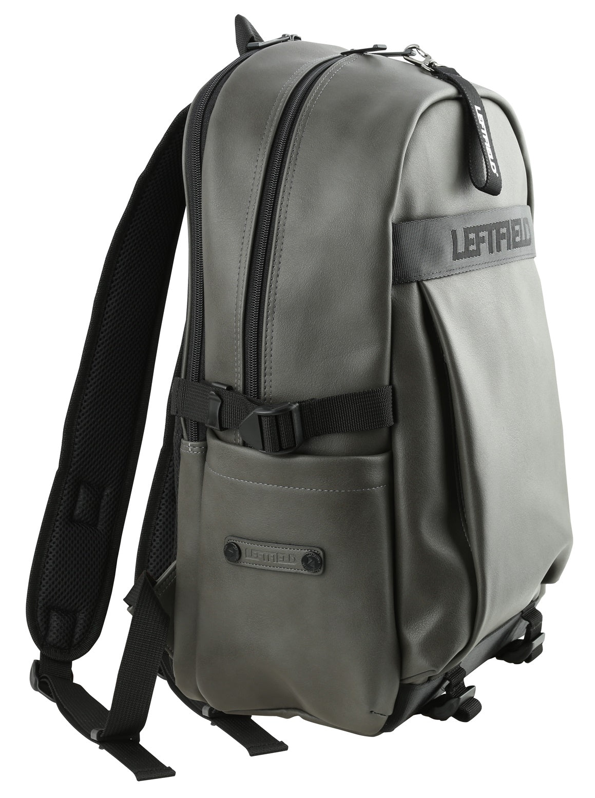 Gray Faux Leather Casual Backpacks