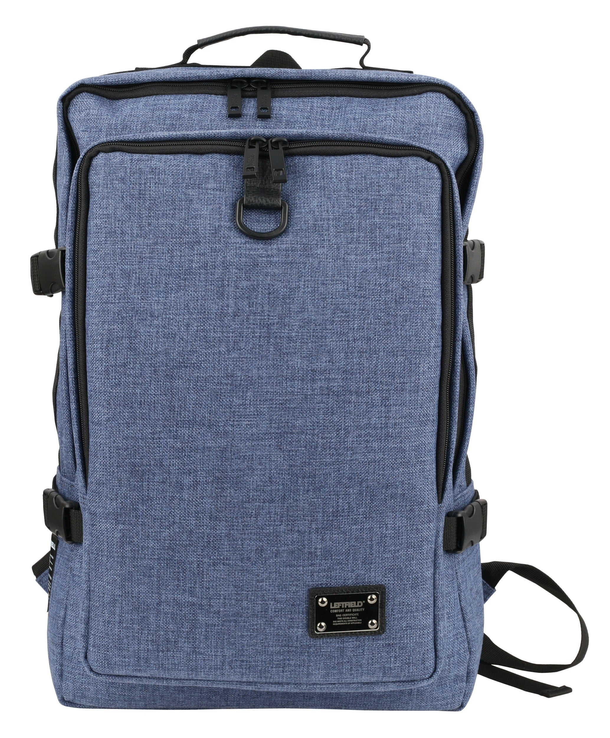 Navy Blue Canvas Buckle School Laptop Backpacks