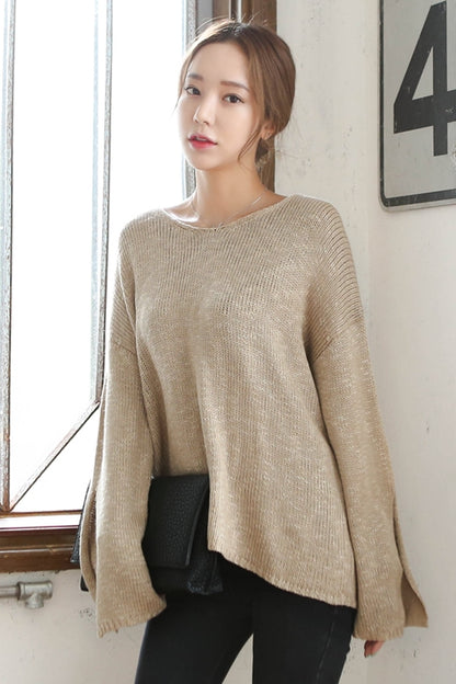 Loose Scoop Neck Knitted Sweaters