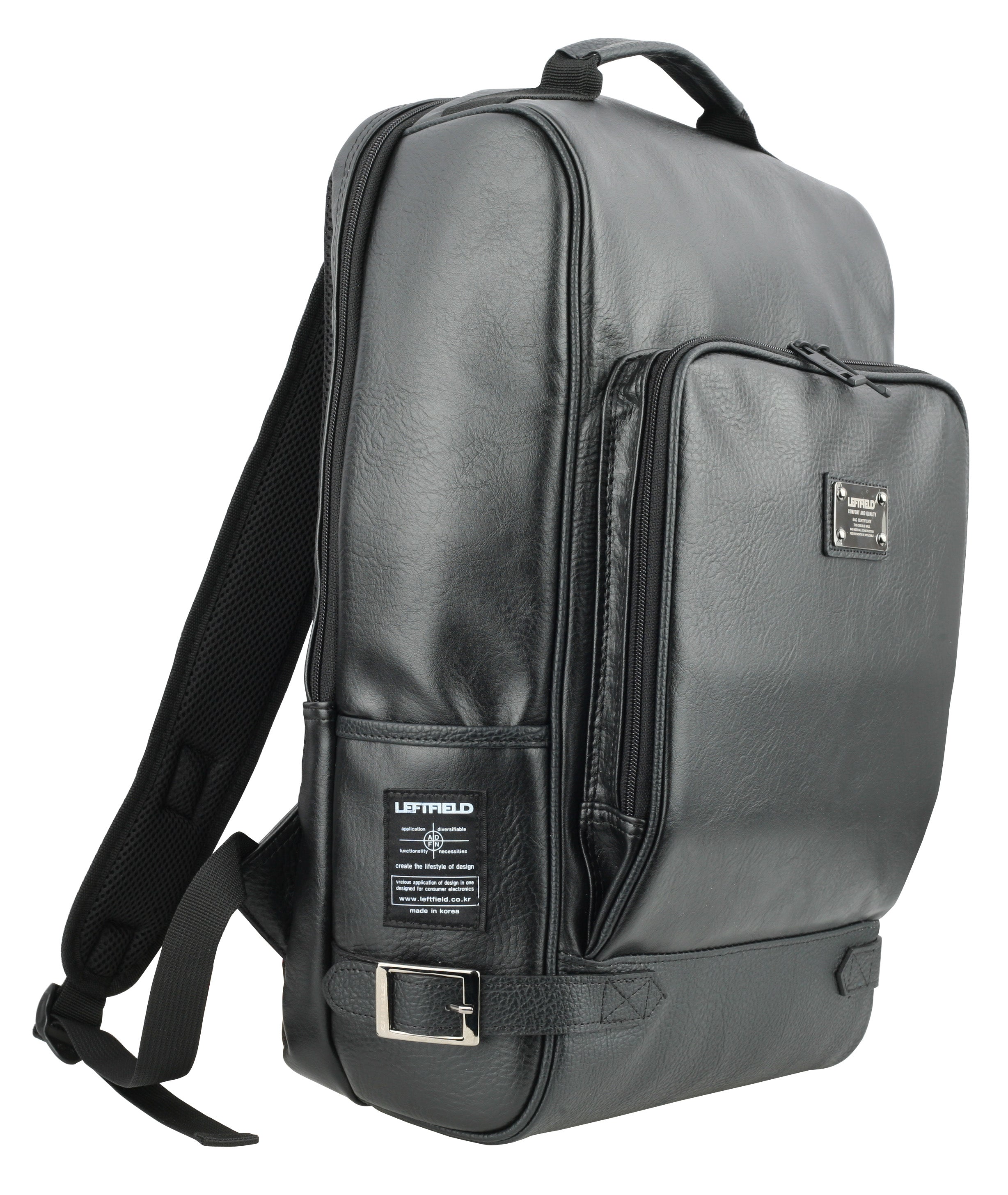 Black Casual Faux Leather School Backpacks Daypacks