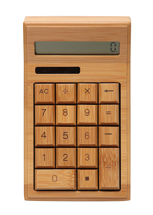 Solar Charge Bamboo Calculator Office Solar power no batteries require