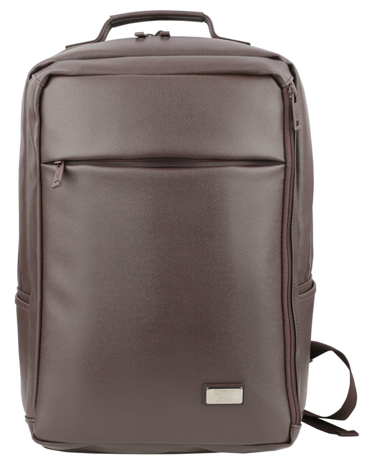 Dark Brown Synthetic Leather Laptop Backpacks