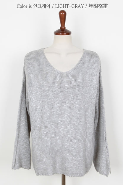 Loose Scoop Neck Knitted Sweaters