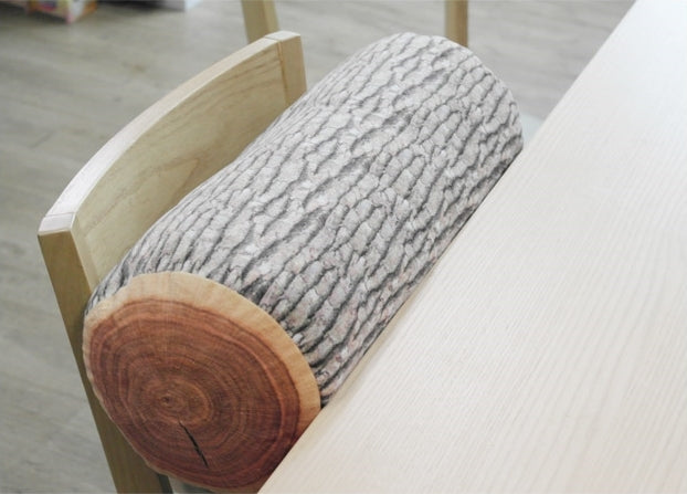 Wood Tree Log Pattern Pillow - Stump Cushion Bolster