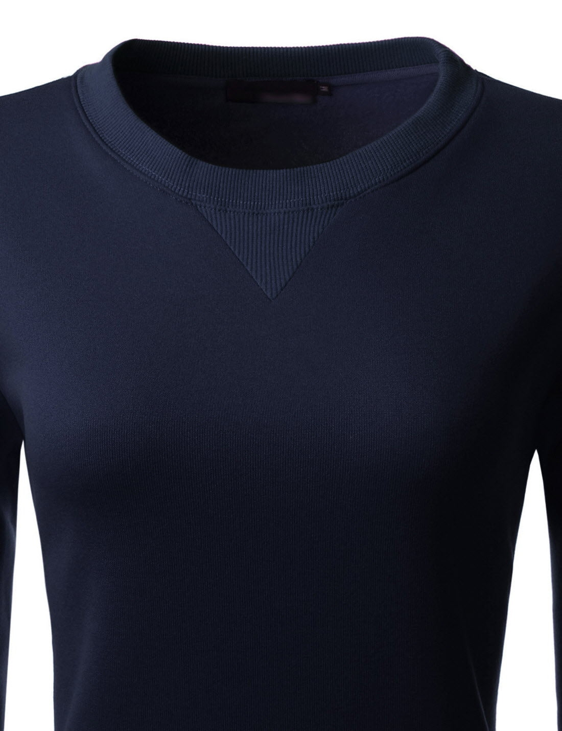 Navy Blue Crewneck Slim Pullover Long Sleeved Sweatshirts