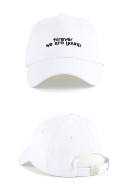 White Forever Young Graphic Baseball Caps