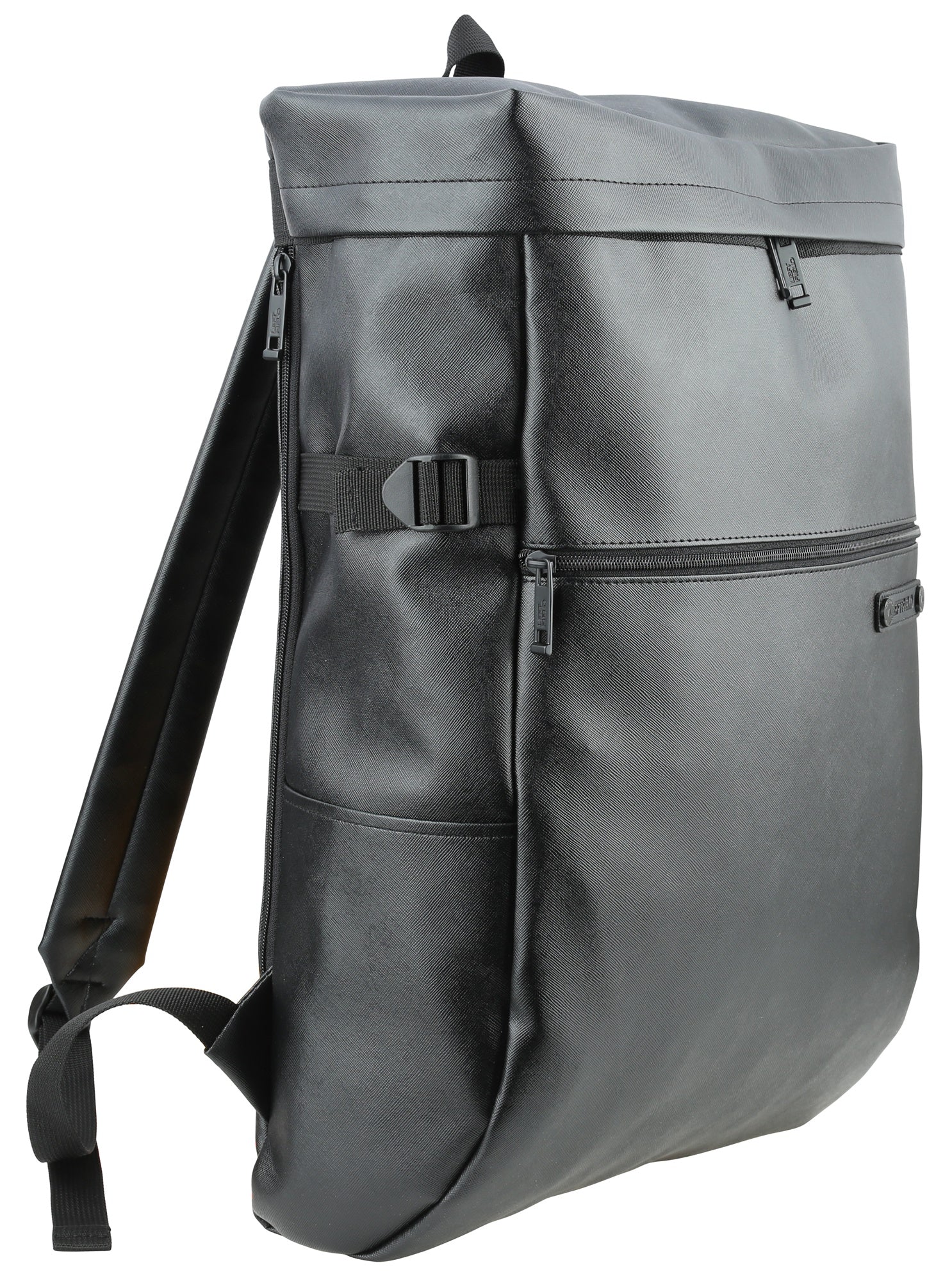 Black Synthetic Leather Casual School Backpacks