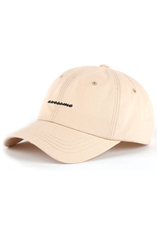 Beige Awesome Embroidery Baseball Caps