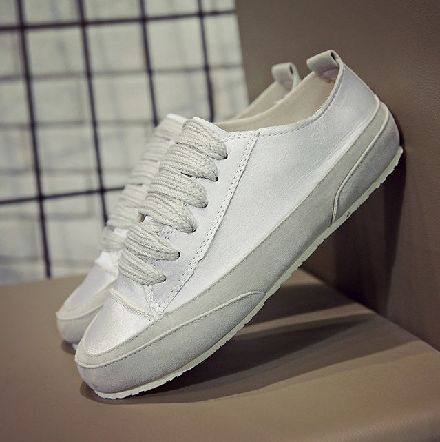 White Metallic Toe Drawstring Sneakers Shoes