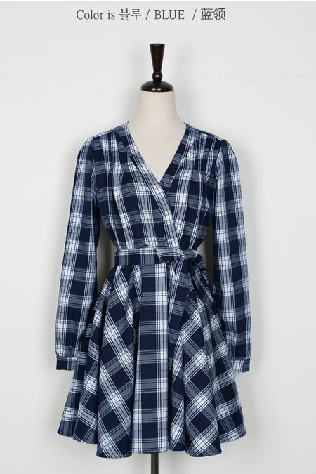 Blue Tartan Checkered Plaids Dresses