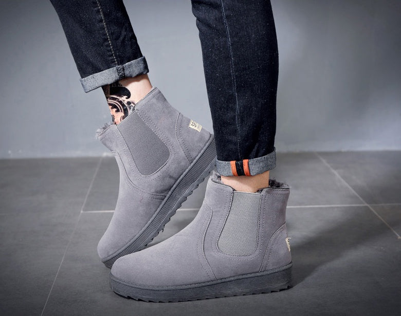 Gray Fur Chelsea Boots Shoes