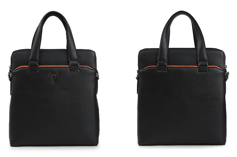 Black Synthetic Leather Business Crossbody Briefcases