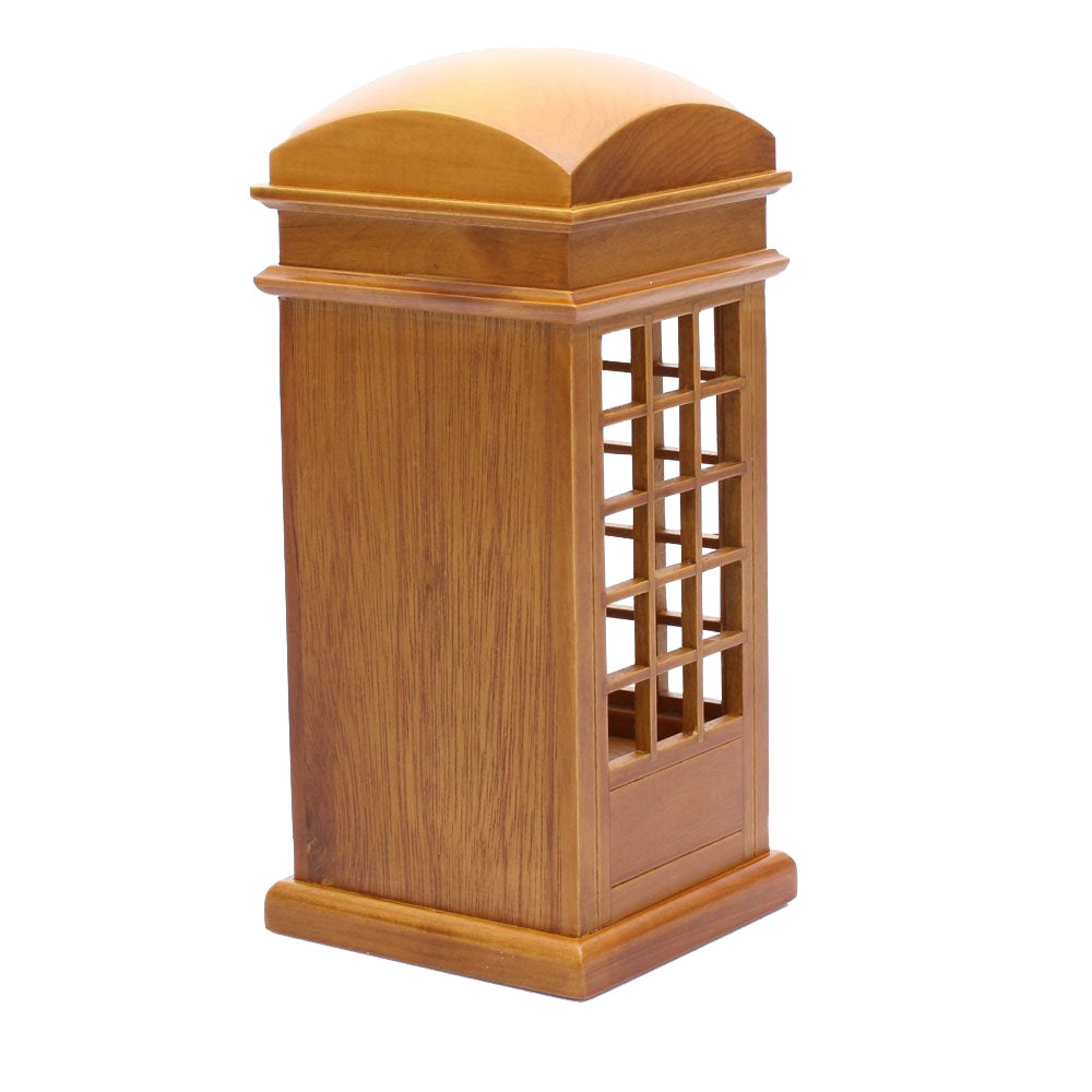 Brown Wooden Telephone Booth Music Boxes