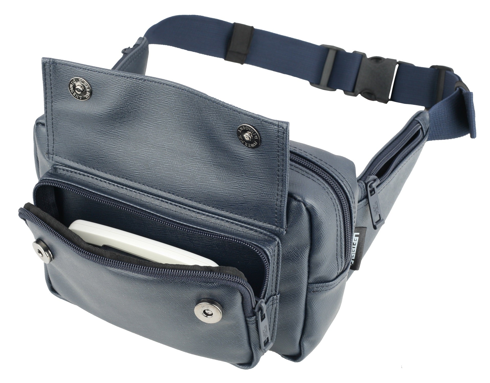 Navy Blue Faux Leather Fanny Packs Cross-body Bags