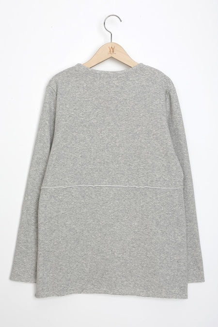 Gray Basic Cozy Vintage Long Sleeved Tees