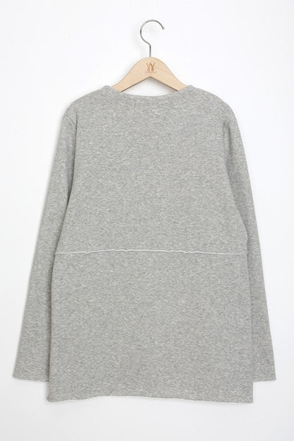 Gray Basic Cozy Vintage Long Sleeved Tees