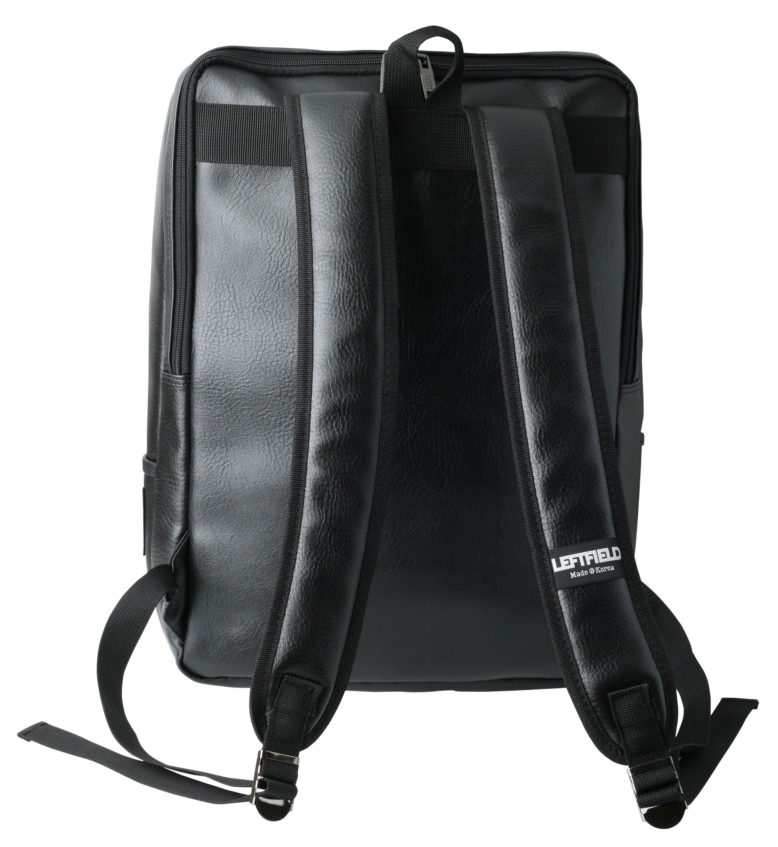 Black Synthetic Leather Casual Laptop Backpacks