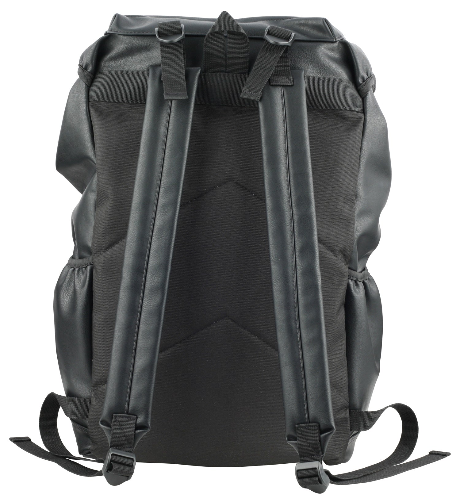 Black Synthetic Leather Rucksacks Travel Backpacks