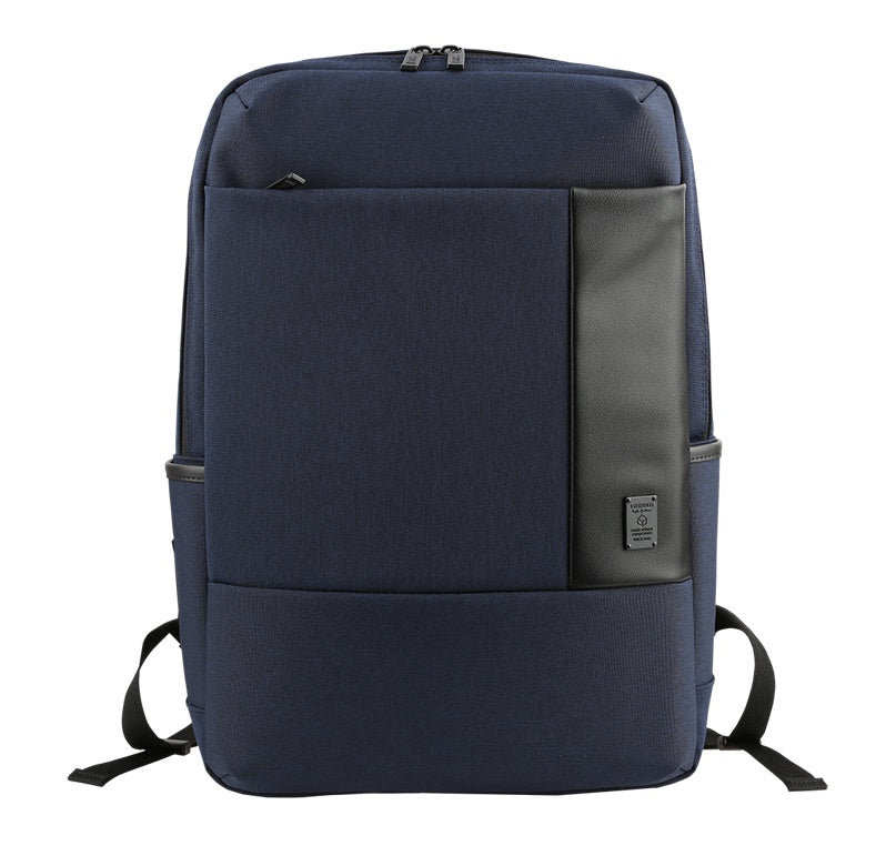 Marine Blue Faux Leather Panel School Backpacks