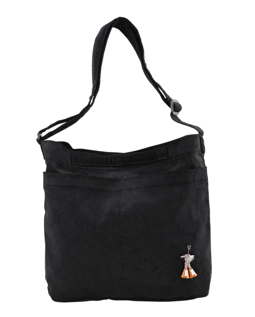 Black Unisex Corduroy Crossbody Bags