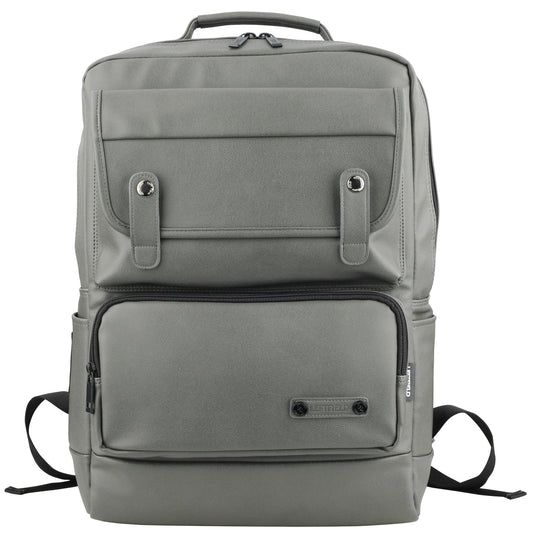 Gray Faux Leather Laptop School Backpacks