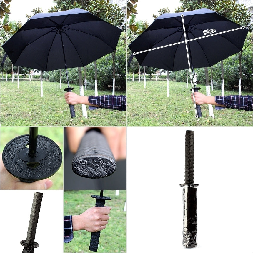 Black Samurai Ninja Sword Handle Umbrellas