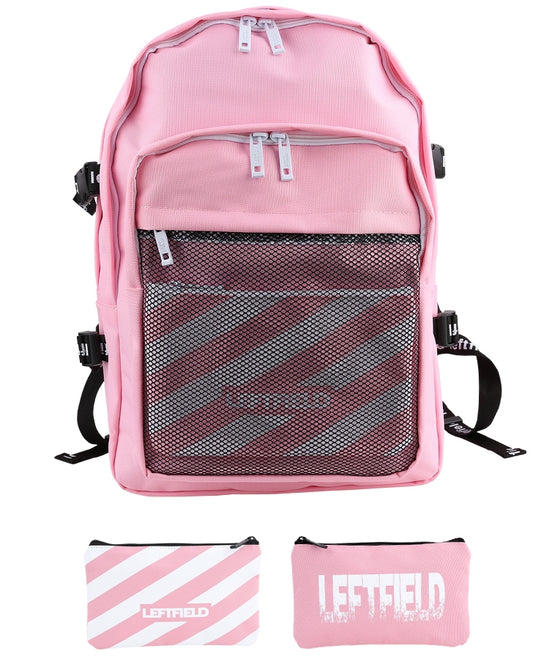 Pink Casual Mesh Backpacks with Pouch