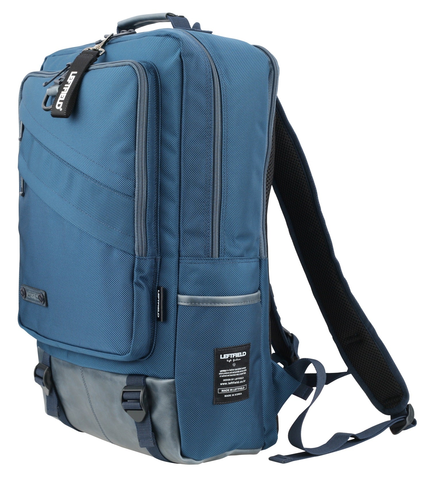 Navy Blue Diagonal Zipper Casual Business Travel Backpacks