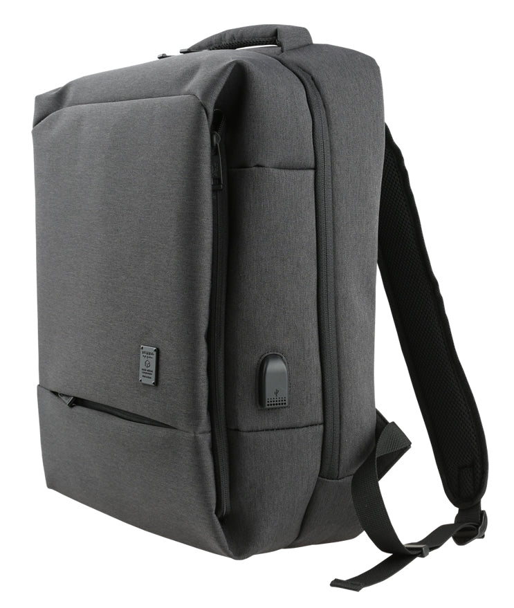 Black USB PORT Rechargeable Canvas Backpacks
