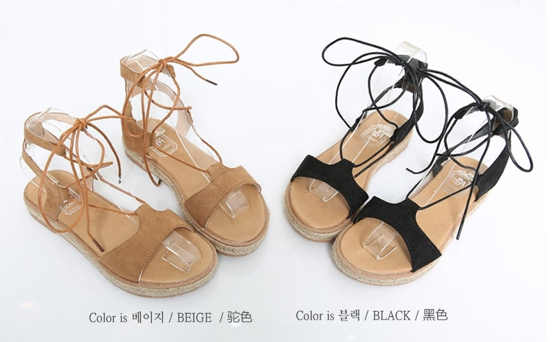 Stylish Suede Lace-up Sandals