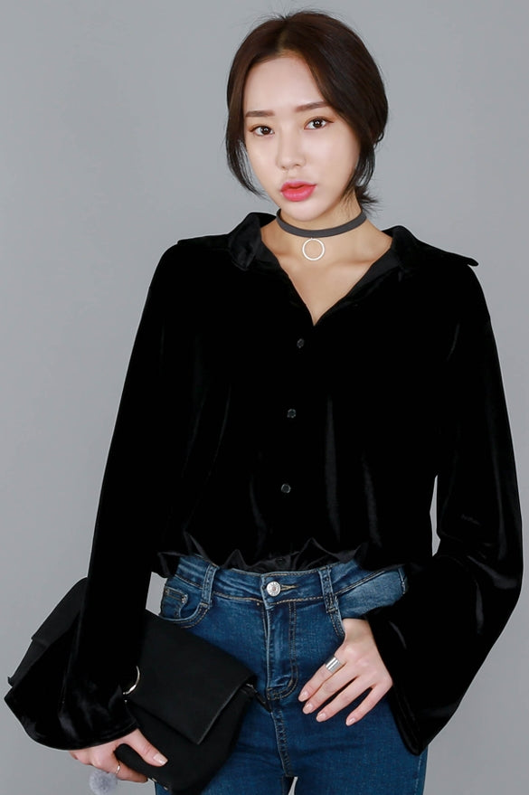 Black Chic Velvet Shirts