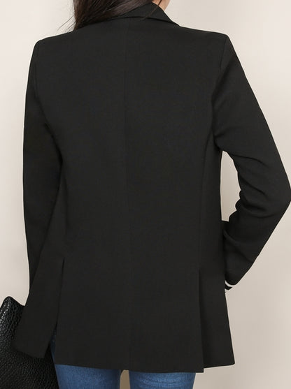 Black Double Breasted Slit Sleeved Blazers