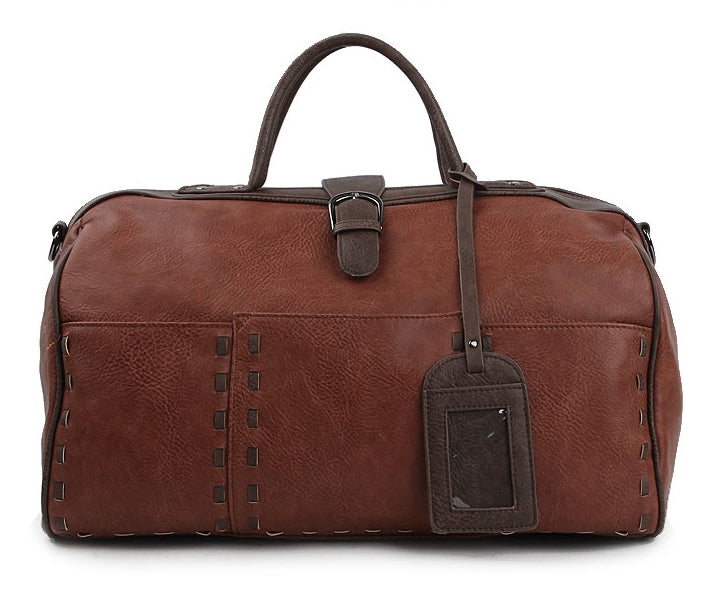 Tan Vintage Synthetic Leather Duffle Gym Bags