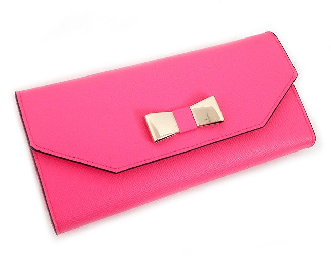 Neon Pink Tiara Long Leather Wallets