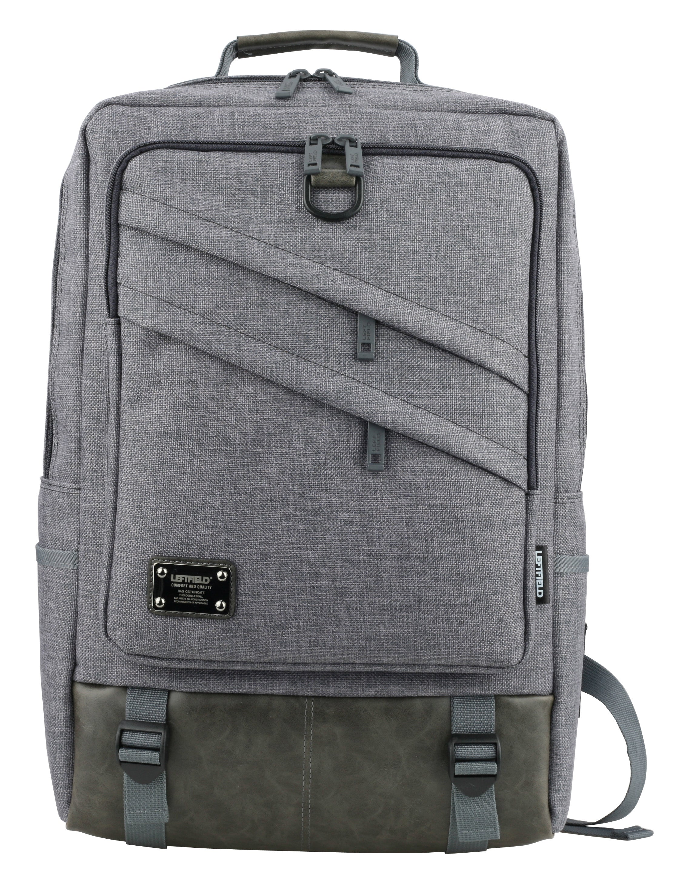 Gray Diagonal Zipper Canvas Casual Backpacks