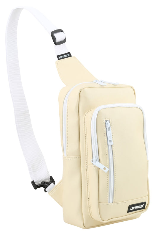 Beige Faux Leather Messengers Sling Bags