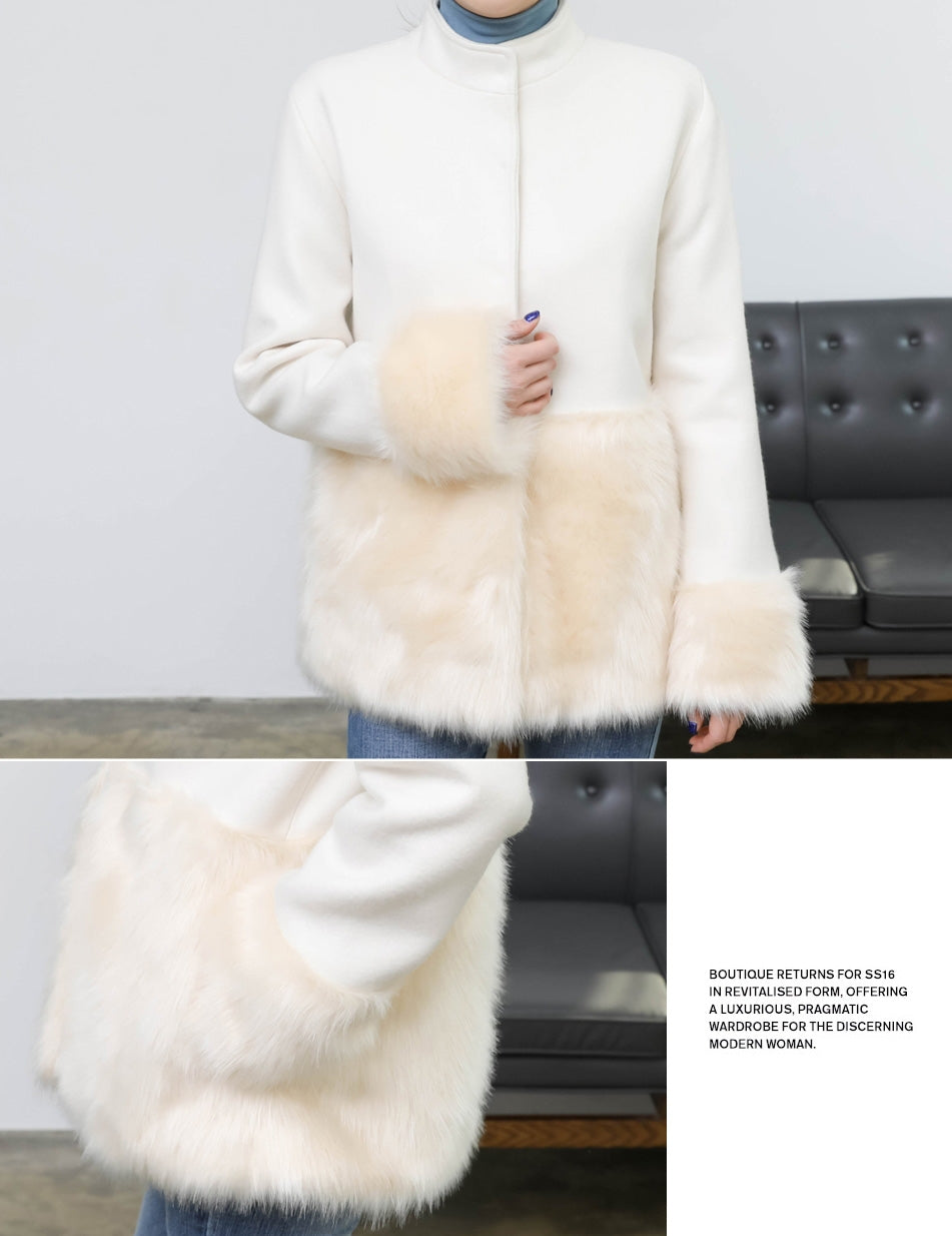 Ivory Luxury Faux Fur Wool Jackets