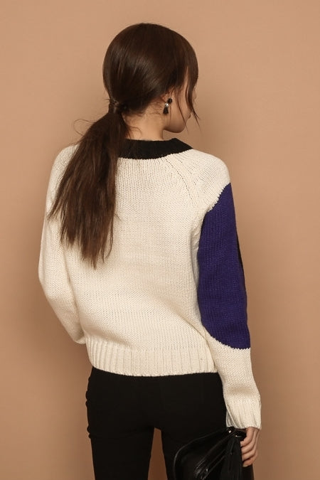 Blue Unique Face Print Sweaters Tops