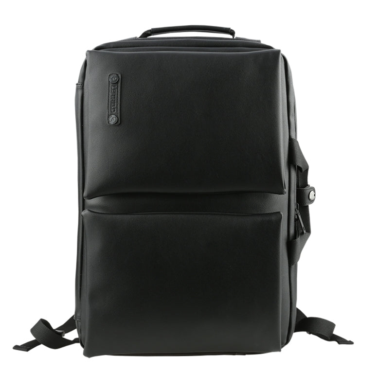 Black Faux Leather Multi Backpacks