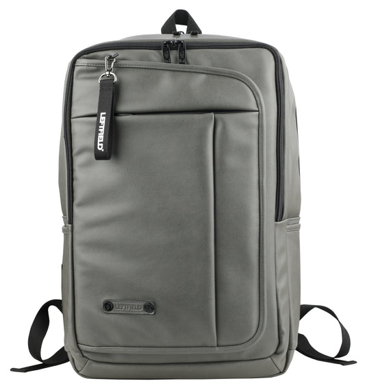 Gray Square Faux Leather School Laptop Backpacks Travel Hiking Bags