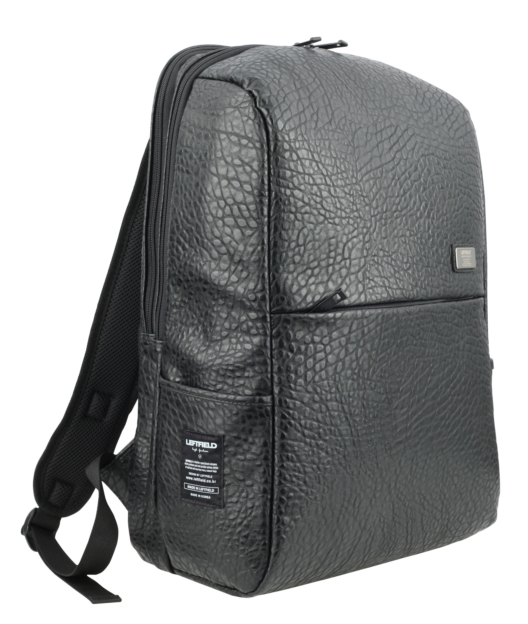 Black Faux Leather Casual Business Backpacks