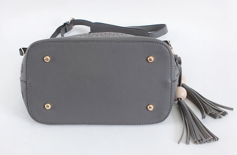 Gray Hole Shoulder Handbags