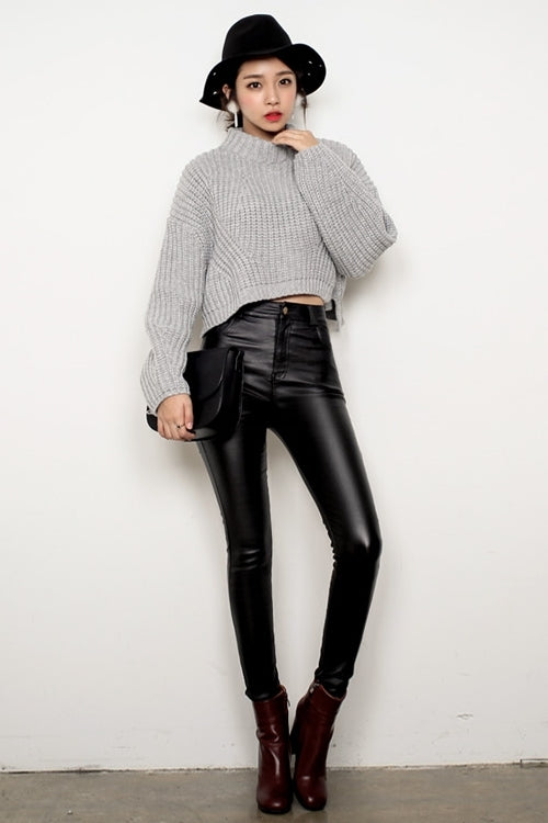 Black Fleece Napping Coated Stretch High Waist Skinny Jeans