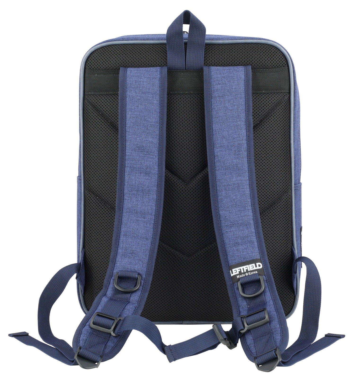 Navy Blue Canvas Faux Leather Paneled School Backpacks