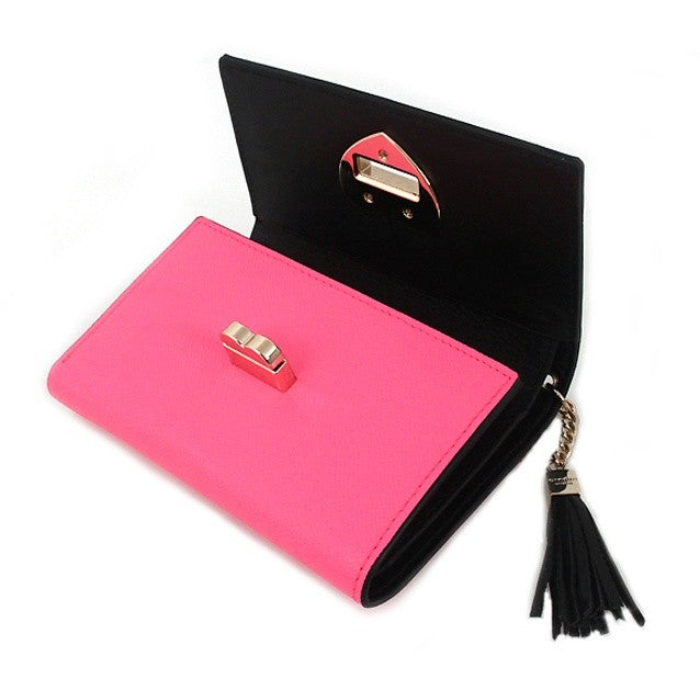 Pink Heart Contrast Leather Wallets